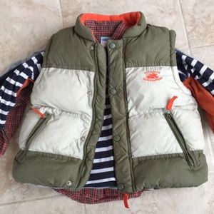 Lot of boys long sleeve tops with puffy vest